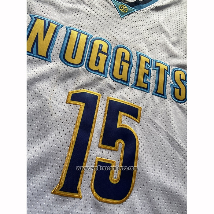 Camiseta Denver Nuggets Nikola Jokic NO 15 Mitchell & Ness 2016-17 Blanco
